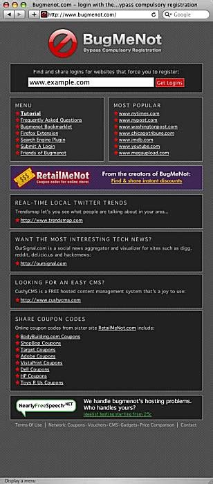 bugmenot boyfriendtv|BugMeNot: share logins..